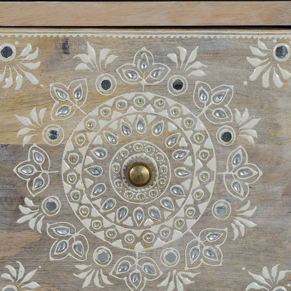 Wohnen Vintage Möbel|Nachttische*Kommode in Holz White Wash - Troyes