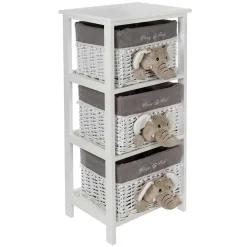 Kinder Wohnen Kommode mit 3 Körben mit Plüsch Elefanten in Grau - Lusiana