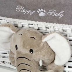 Kinder Wohnen Kommode mit 3 Körben mit Plüsch Elefanten in Grau - Lusiana