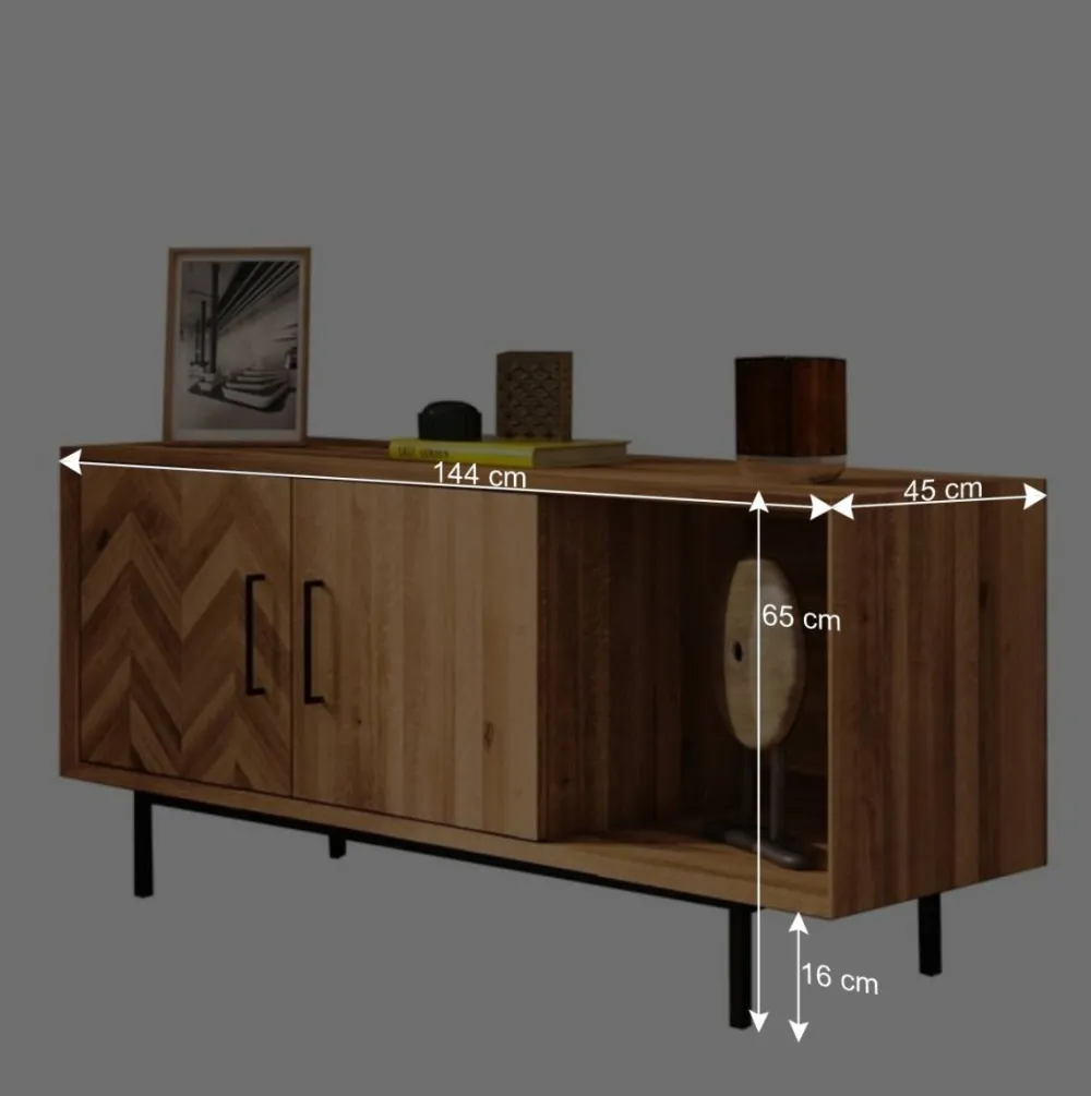 Wohnen Kommode mit 2 Türen & Fach aus Wildeiche - Kerfa