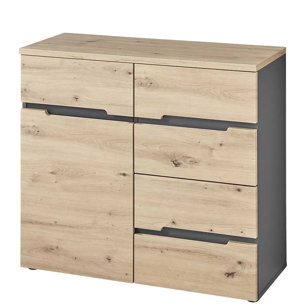 Wohnen Kommode mit vier Schubladen & Tür - Kuetra I