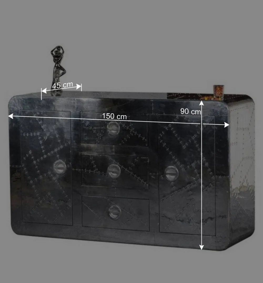 Wohnen Kommode Pilot in Alufarben