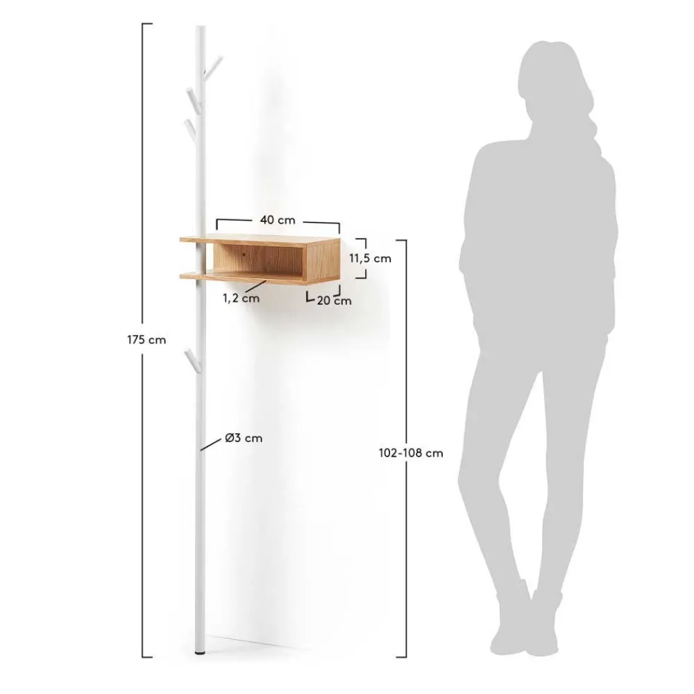 Wohnen Kompakte Garderobe Rhoen mit 4 Haken und Ablage