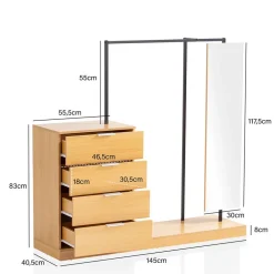 Wohnen Garderoben|Garderoben*Kompakte Standgarderobe mit Spiegel - Jannick