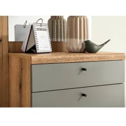 Wohnen Garderoben|Garderoben*Kompakt-Garderobe in Eiche Optik und Graugrün - Oliva