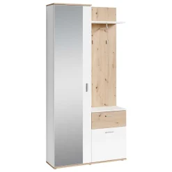 Wohnen Garderoben|Garderoben*Kompaktgarderobe in Weiß und Wildeiche Optik - Yumagno