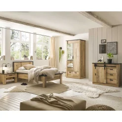 Wohnen Schlafzimmer Komplett*Komplett Schlafzimmer mit Einzelbett - Naiavio (vierteilig)