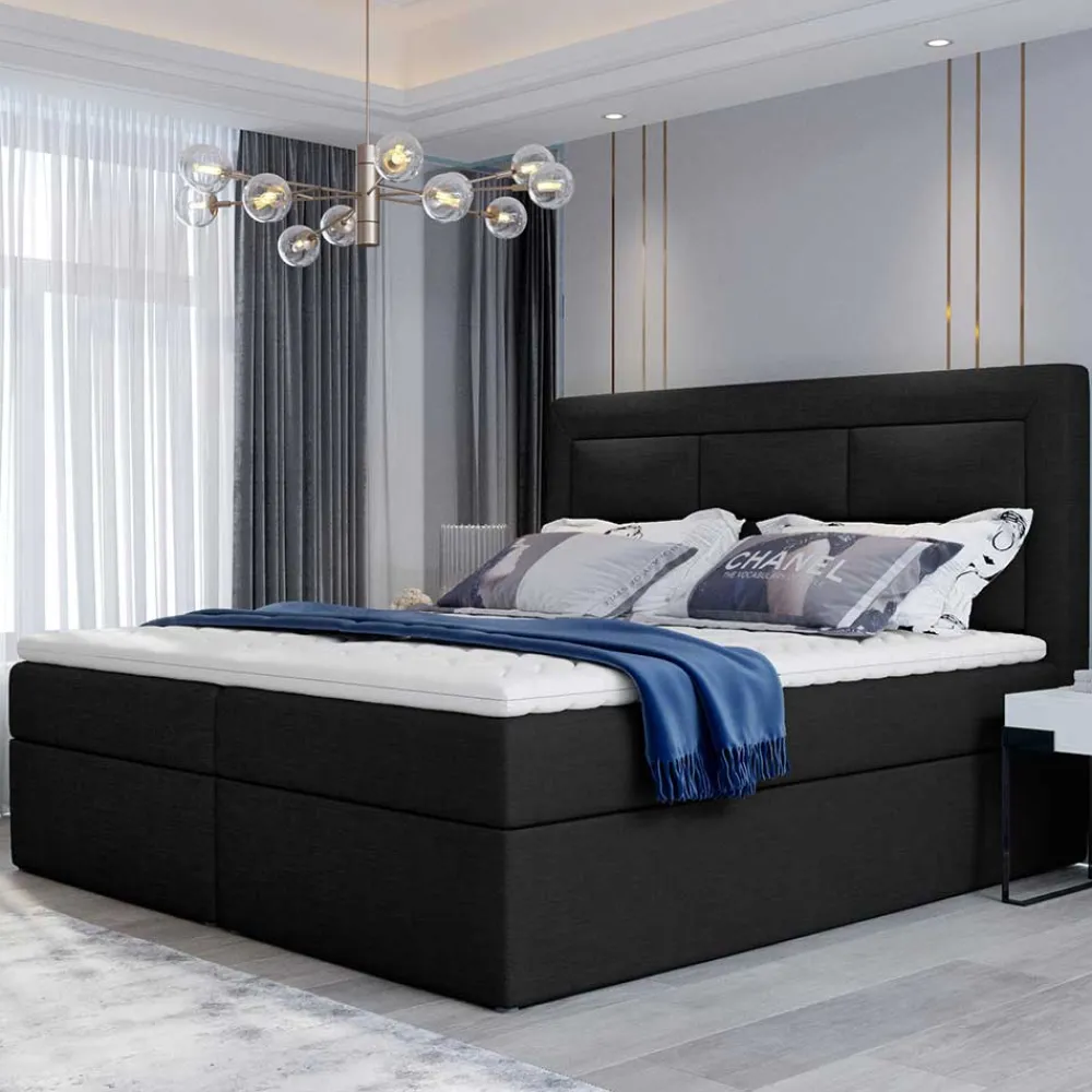 Wohnen Braune Möbel|Jugendbetten*Komplettbett in Schwarzbraun Stoffbezug - Aundre