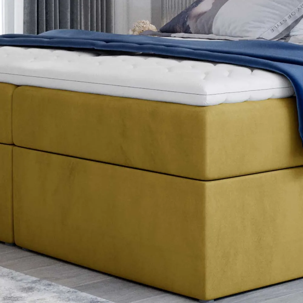 Wohnen Komplettbett mit Samtbezug in Senfgelb - Sestron