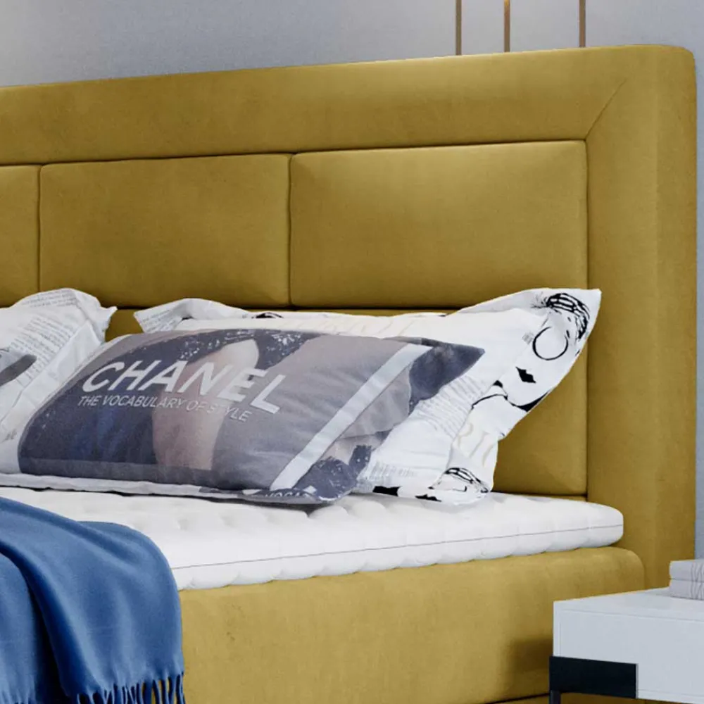 Wohnen Komplettbett mit Samtbezug in Senfgelb - Sestron