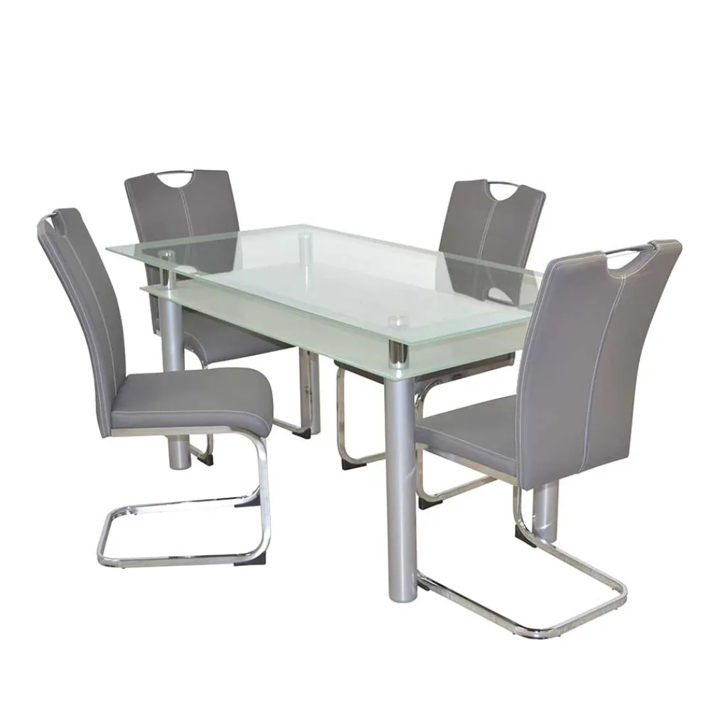 Wohnen Komplette Essgruppe mit Glastisch - Viddalba (fünfteilig)