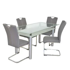 Wohnen Komplette Essgruppe mit Glastisch - Viddalba (fünfteilig)