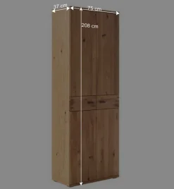 Wohnen Glasmöbel|Diele Komplett*Kompletteinrichtung Diele in Wildeiche - Manaus (fünfteilig)