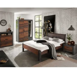 Wohnen Schlafzimmer Komplett*Komplett-Schlafzimmer Industry Stil - Timuras (vierteilig)