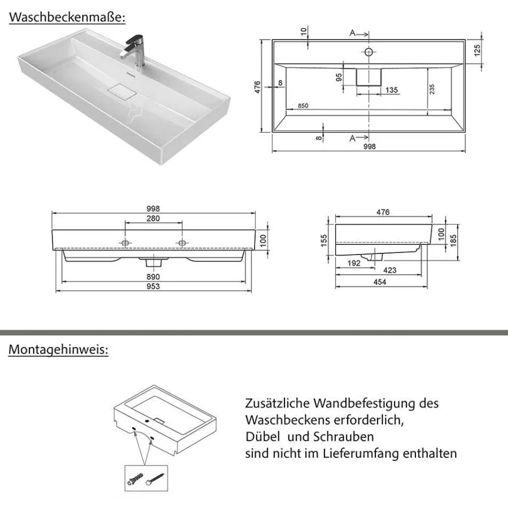 Wohnen Komplett-Waschtisch für eine Armatur - Ostoro