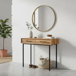 Wohnen Konsolentisch aus Wildeiche & Metall - Kerfa