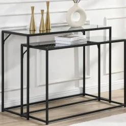 Wohnen Glasmöbel|Tische*Konsolentisch Duo in Schwarz - Panfreda (zweiteilig)