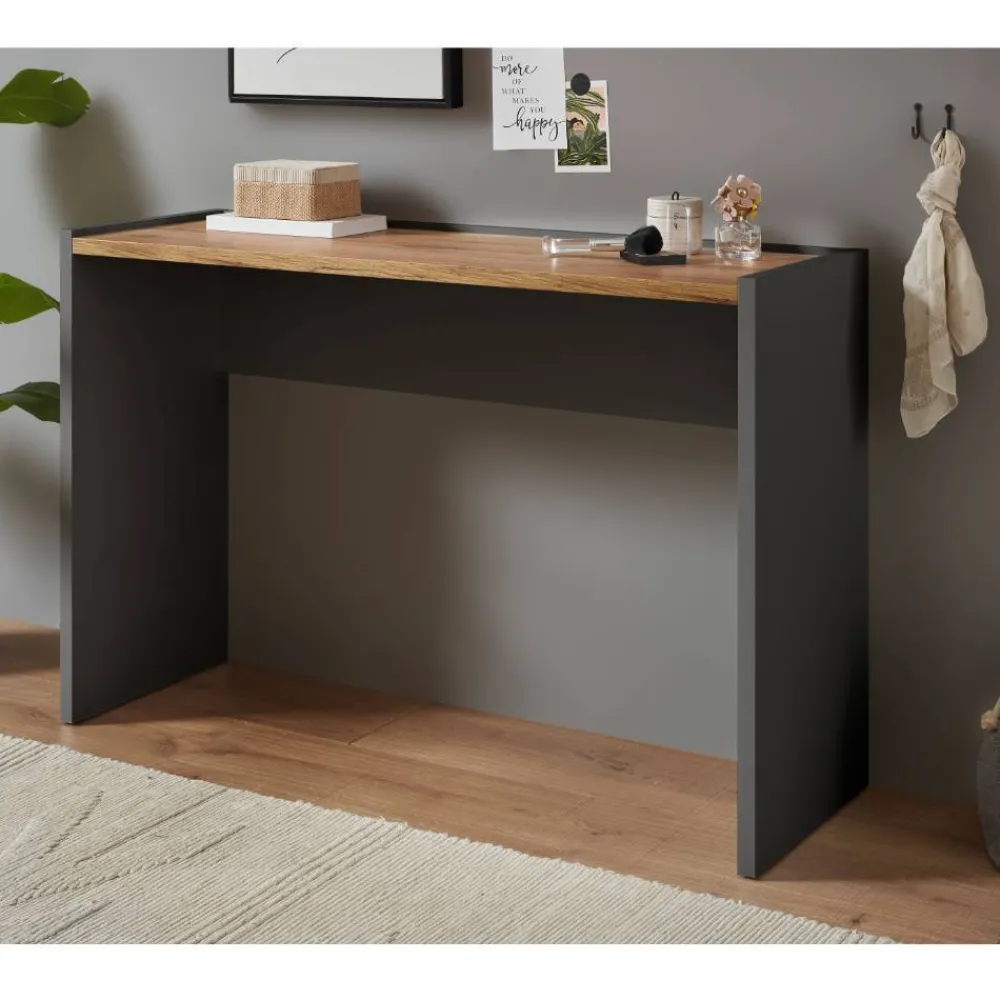 Wohnen Konsolentisch in Anthrazit und Wildeiche Dekor - Ahilav