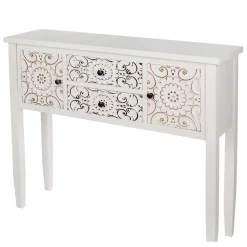 Wohnen Konsolentisch in Antikweiß & Gold - Acacio