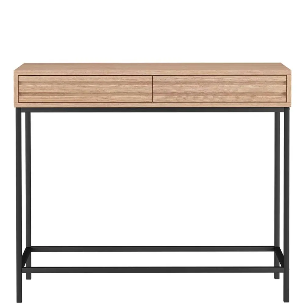 Wohnen Telefontische*Konsolentisch in Eiche Optik und Schwarz - Lunira