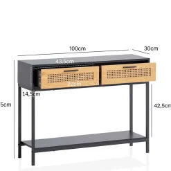 Wohnen Rattanmöbel|Telefontische*Konsolentisch in Natur und Schwarz - Around