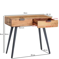 Wohnen Konsolentisch Schreibtisch aus Akazie & Metall - Ishi