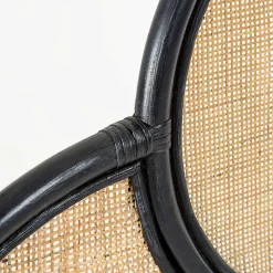 Wohnen Rattanmöbel*Kopfteil aus Rattan in Schwarz mit Geflecht - Aschau