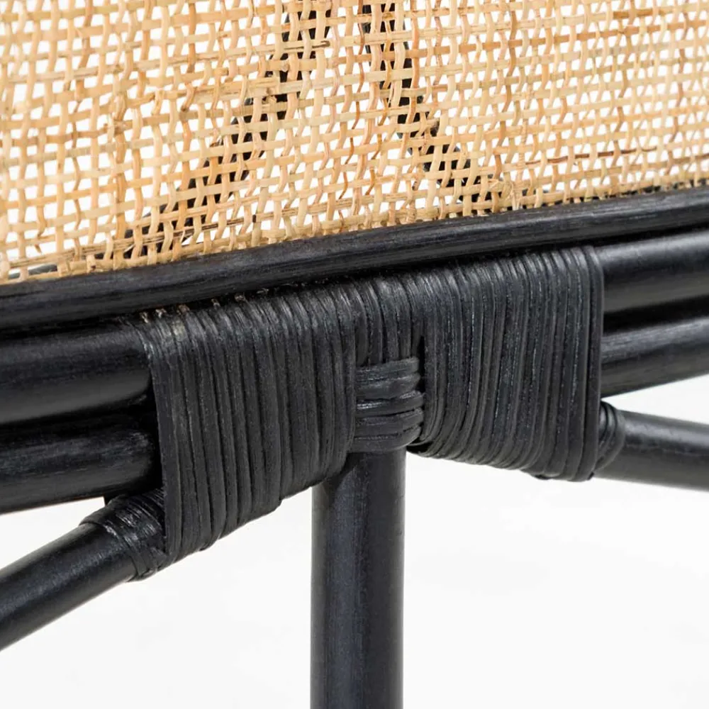 Wohnen Rattanmöbel*Kopfteil aus Rattan in Schwarz mit Geflecht - Aschau