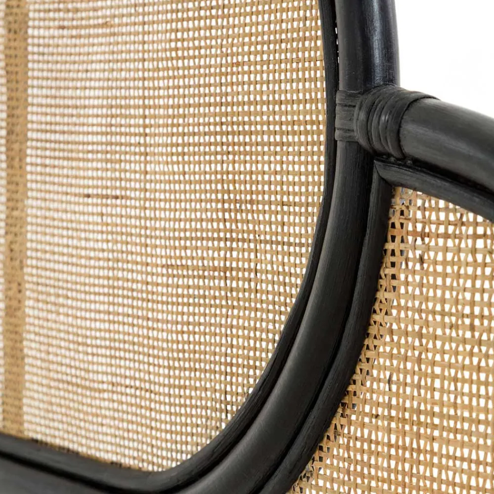 Wohnen Rattanmöbel*Kopfteil aus Rattan in Schwarz mit Geflecht - Aschau