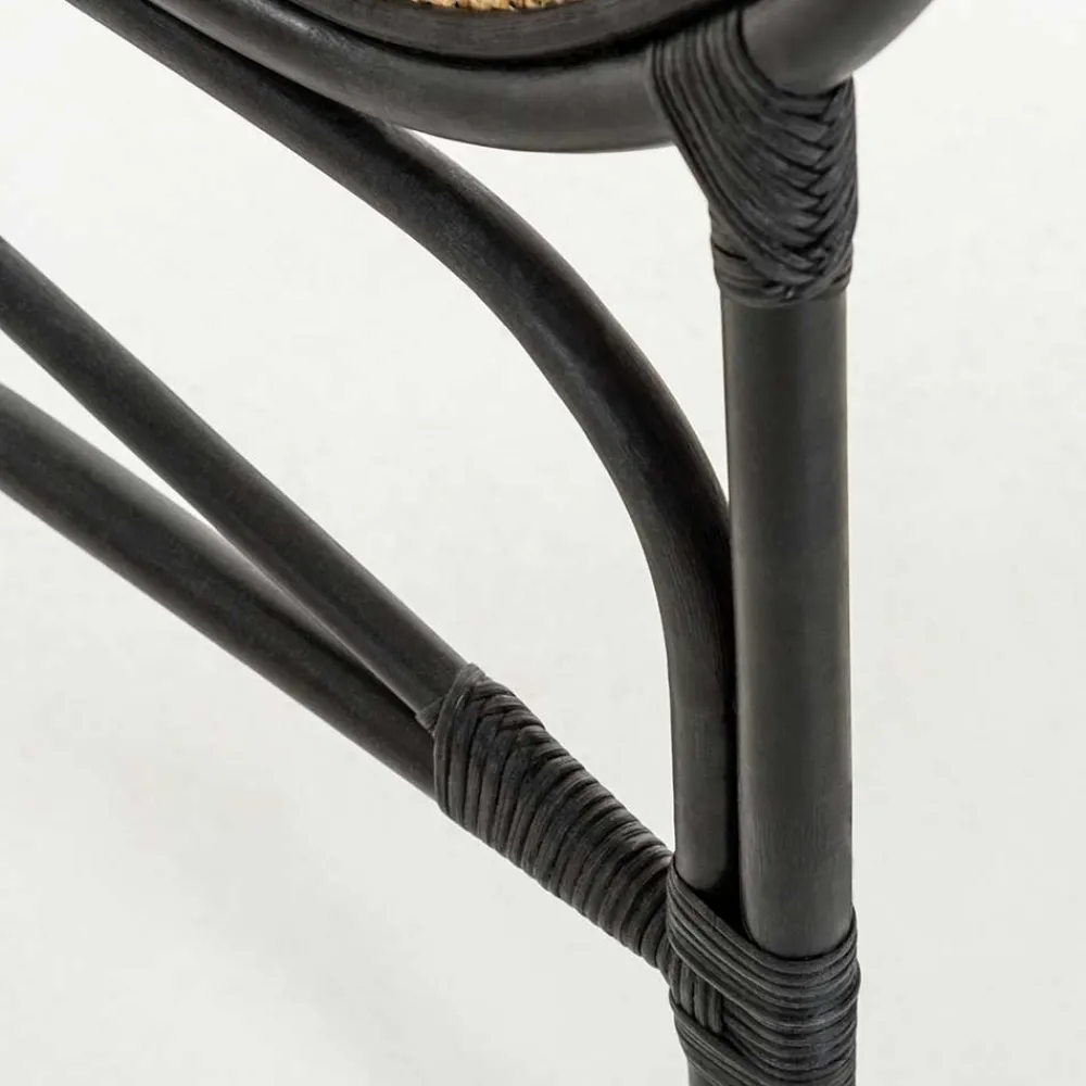 Wohnen Rattanmöbel*Kopfteil aus Rattan in Schwarz mit Geflecht - Aschau