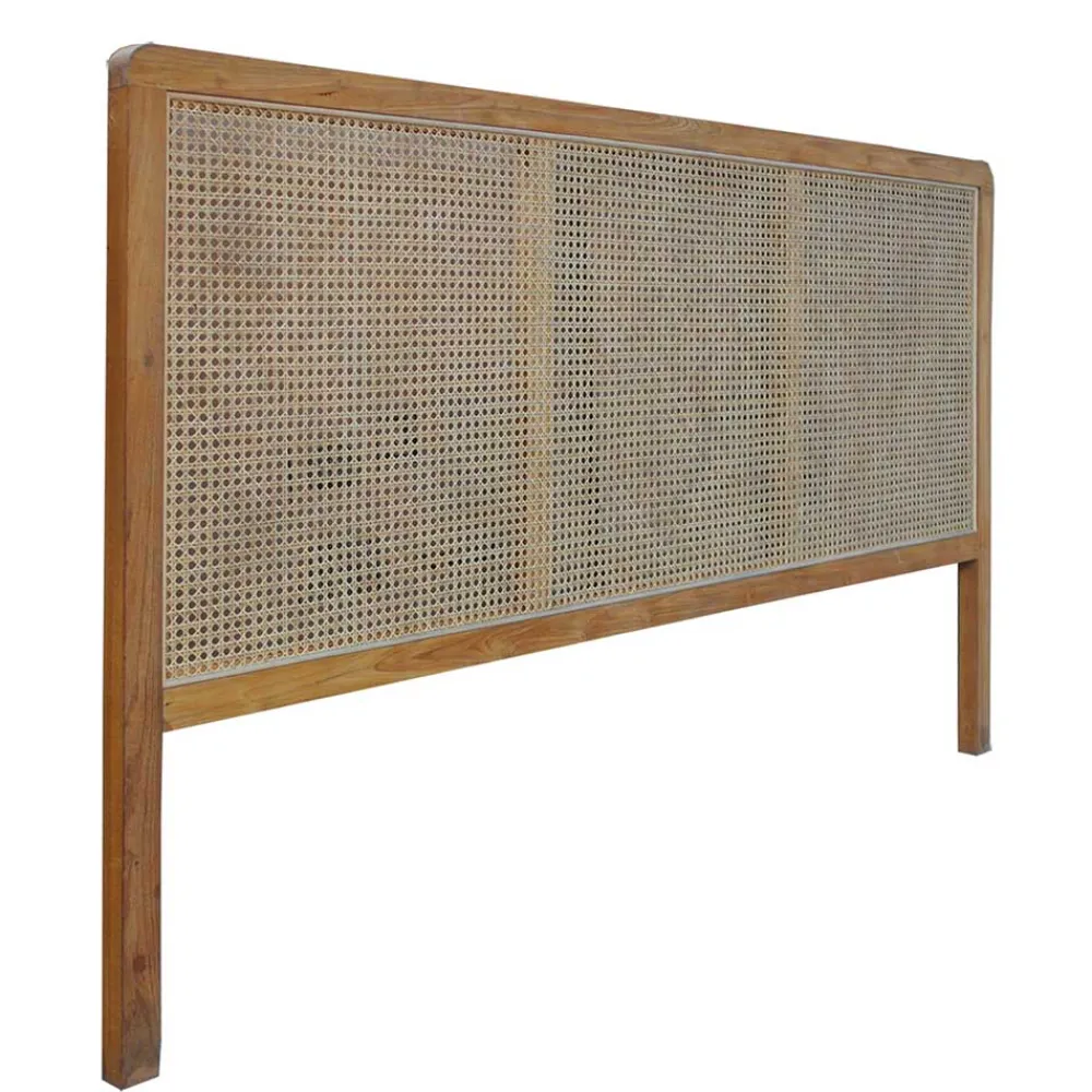 Wohnen Rattanmöbel*Kopfteil mit Wiener Geflecht und Teakholz Rahmen - Teako
