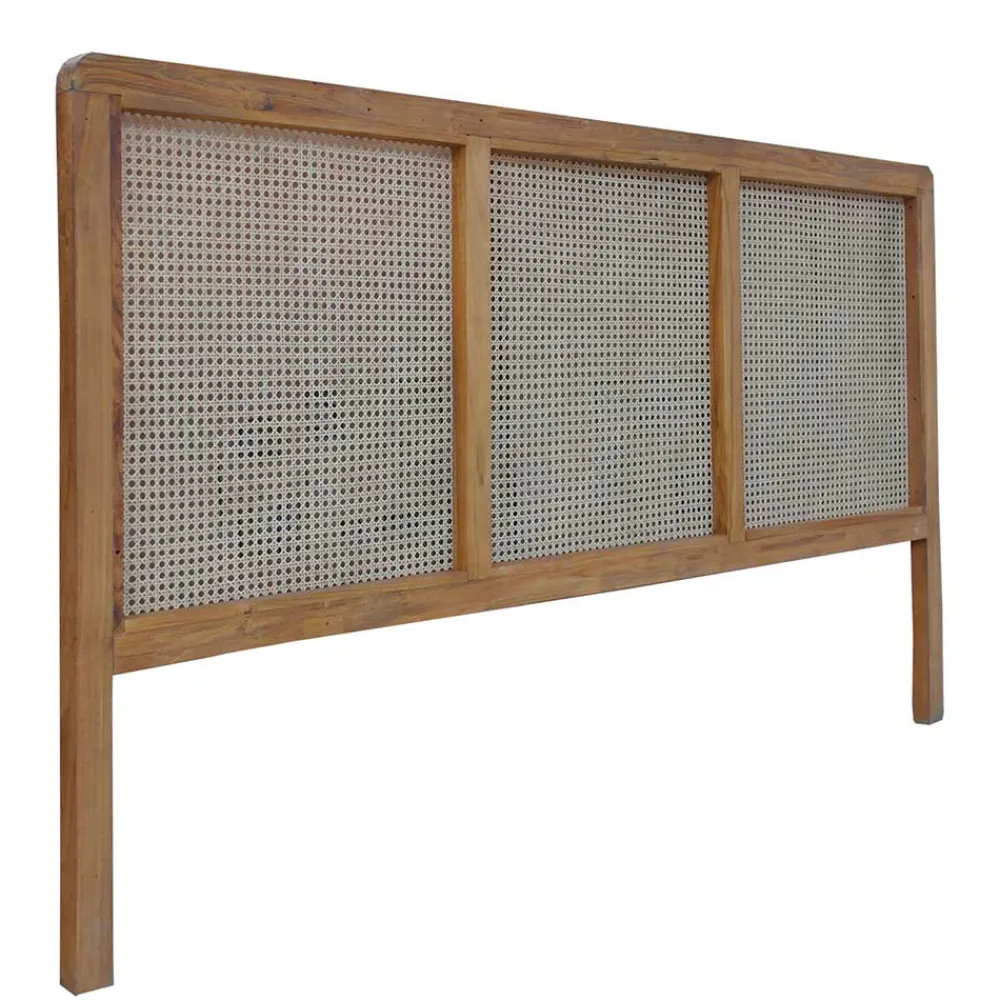 Wohnen Rattanmöbel*Kopfteil mit Wiener Geflecht und Teakholz Rahmen - Teako
