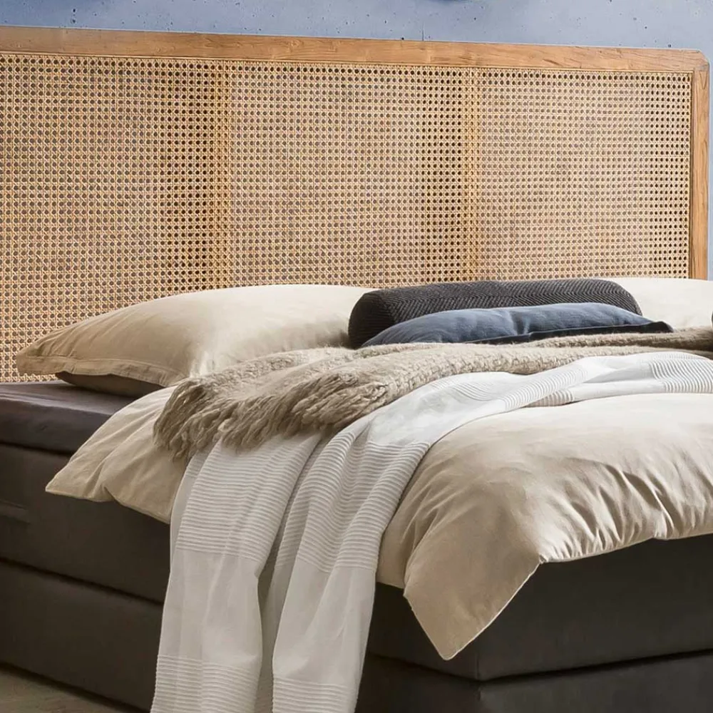 Wohnen Rattanmöbel*Kopfteil mit Wiener Geflecht und Teakholz Rahmen - Teako