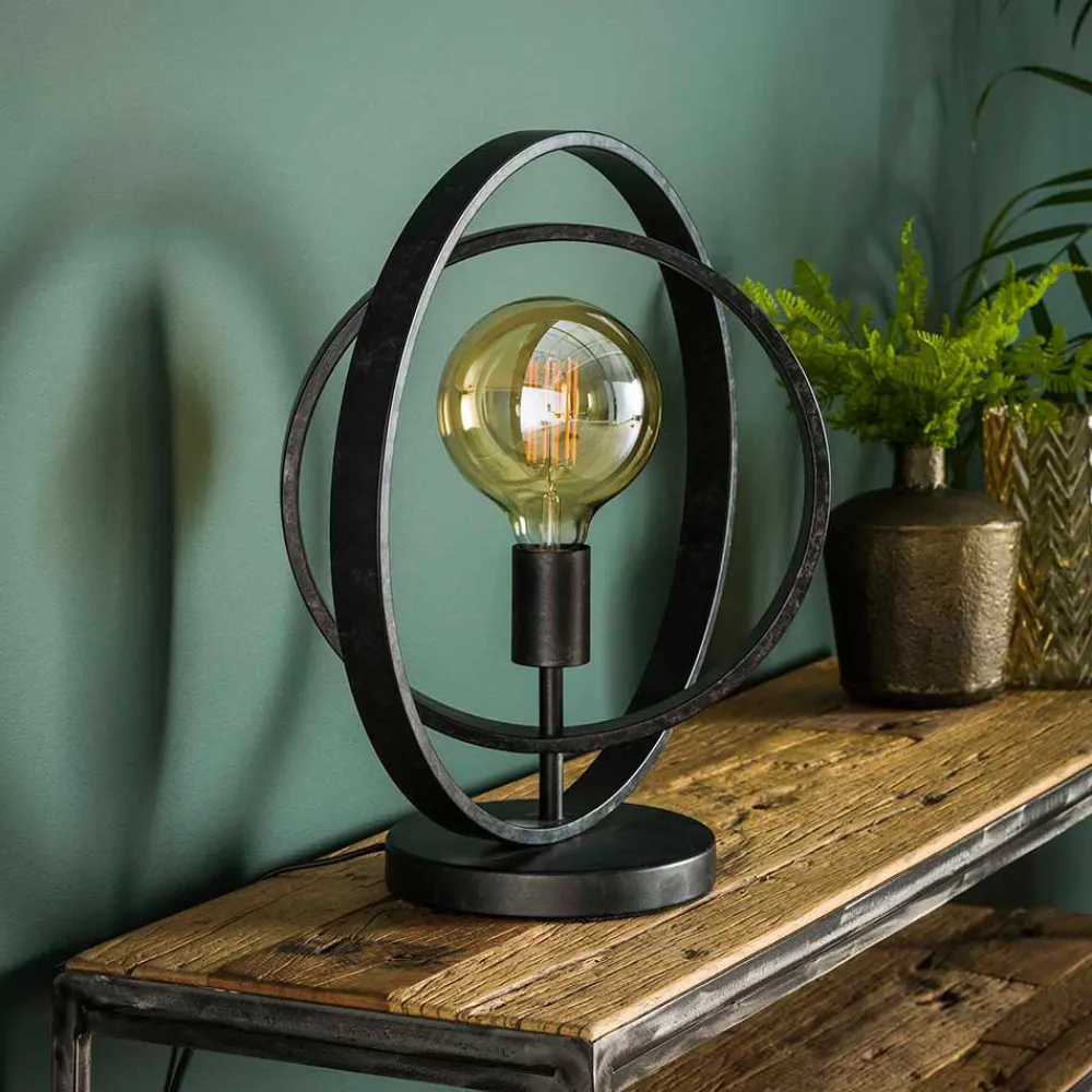 Wohnen Kreis Design Tischlampe in Dunkelgrau - Canduss