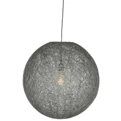 Wohnen Kugel Hängelampe aus Flachsgewebe in Grau - Gioja
