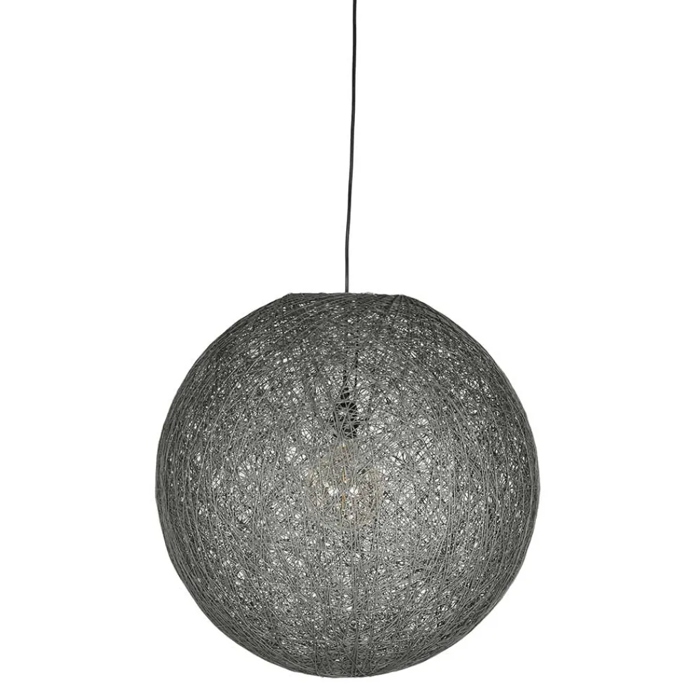 Wohnen Kugel Hängelampe aus Flachsgewebe in Grau - Gioja
