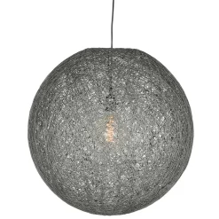 Wohnen Kugel Hängelampe aus Flachsgewebe in Grau - Gioja