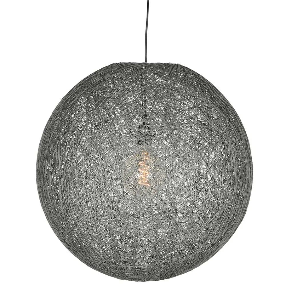 Wohnen Kugel Hängelampe aus Flachsgewebe in Grau - Gioja