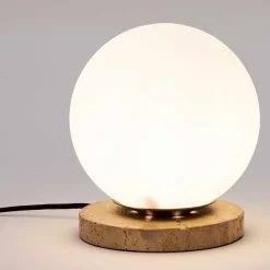 Wohnen Lampen & Leuchten*Kugel Tischlampe aus Milchglas Weiß - Zadura