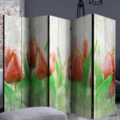 Wohnen Wohnzimmer-Regale|Paravents*Kunstdruck Paravent Tulpen vor Holzwand - Filicudio