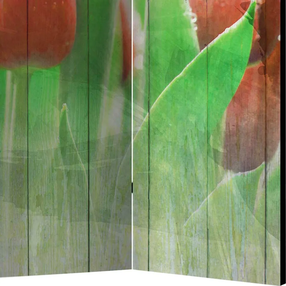 Wohnen Wohnzimmer-Regale|Paravents*Kunstdruck Paravent Tulpen vor Holzwand - Filicudio