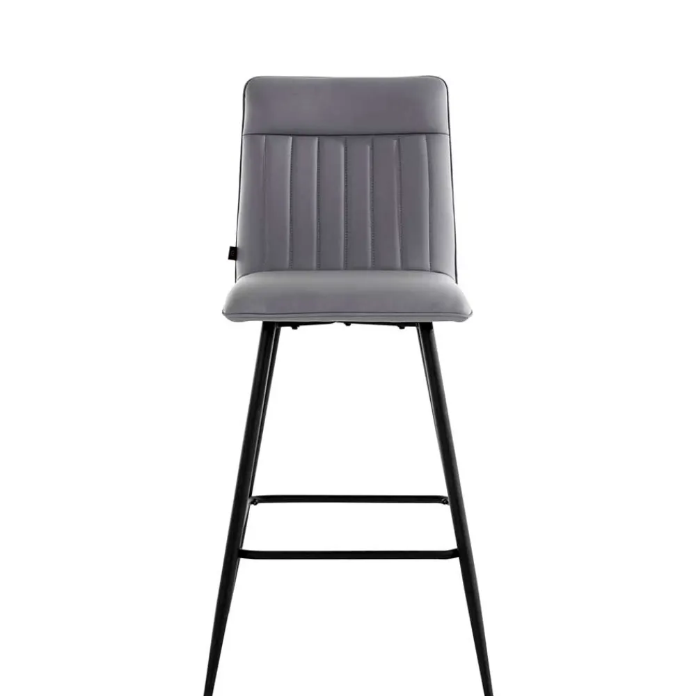 Wohnen Kunstleder Barstühle in Grau - Eleganto (2er Set)