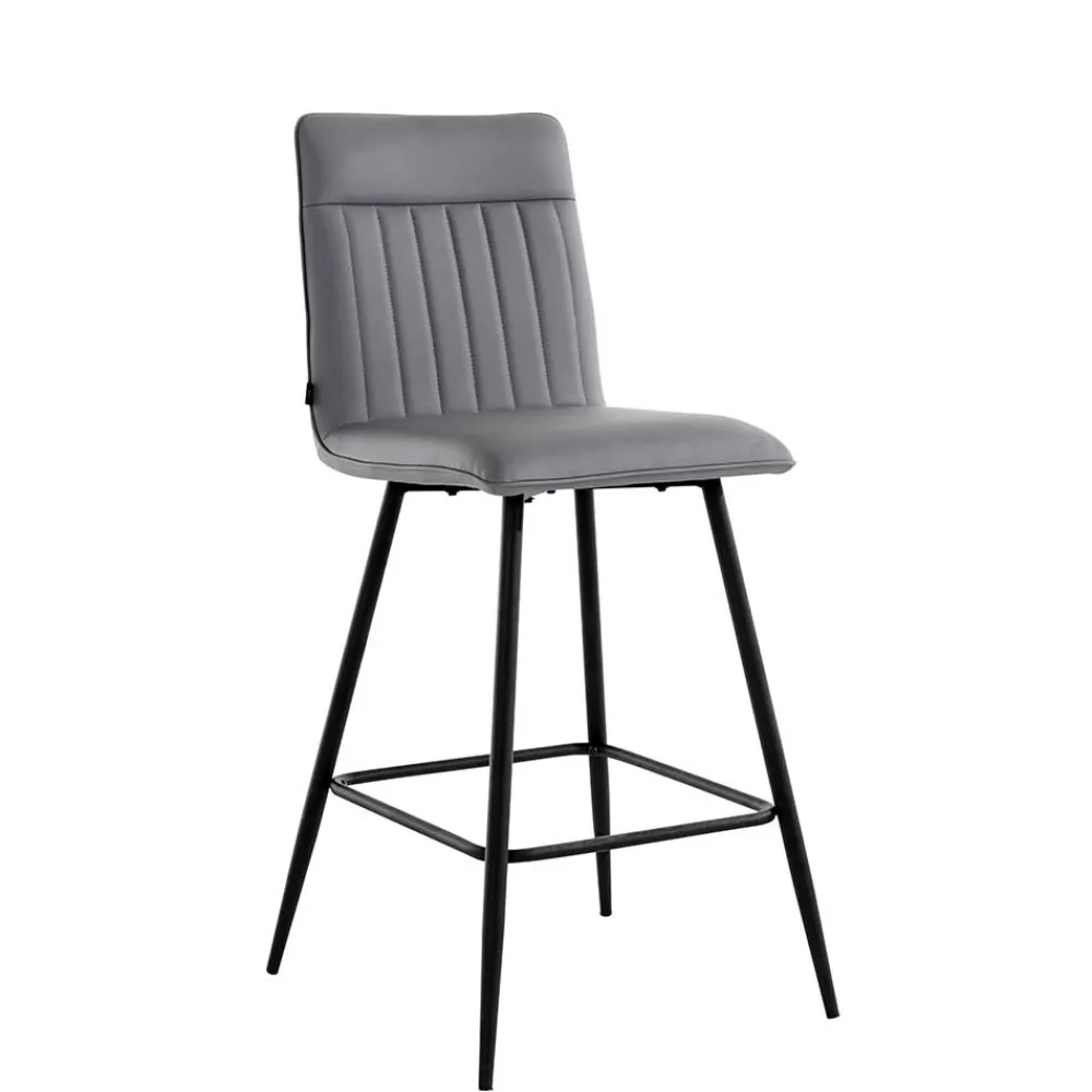Wohnen Kunstleder Barstühle in Grau - Eleganto (2er Set)
