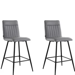 Wohnen Kunstleder Barstühle in Grau - Eleganto (2er Set)