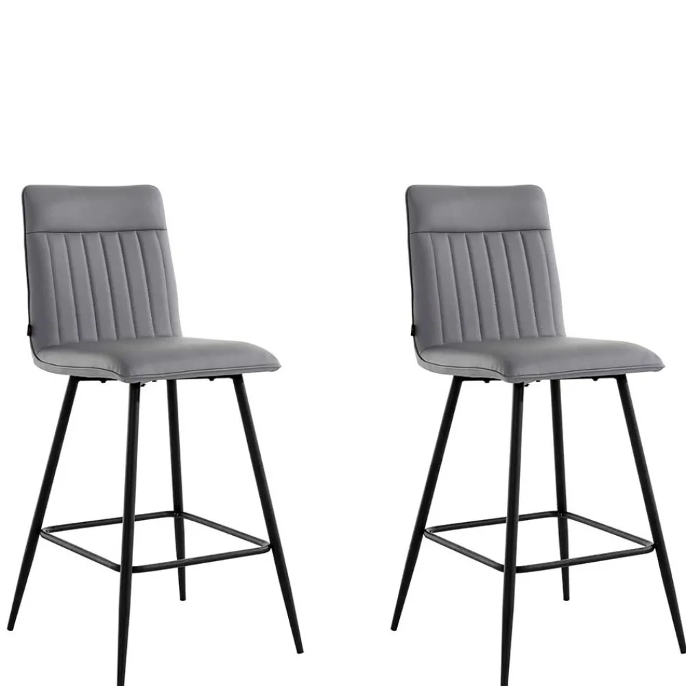 Wohnen Kunstleder Barstühle in Grau - Eleganto (2er Set)