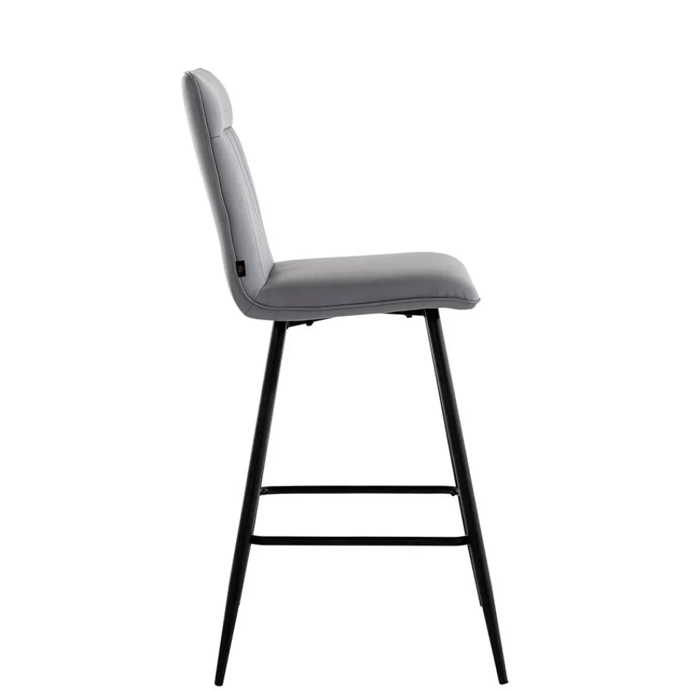 Wohnen Kunstleder Barstühle in Grau - Eleganto (2er Set)