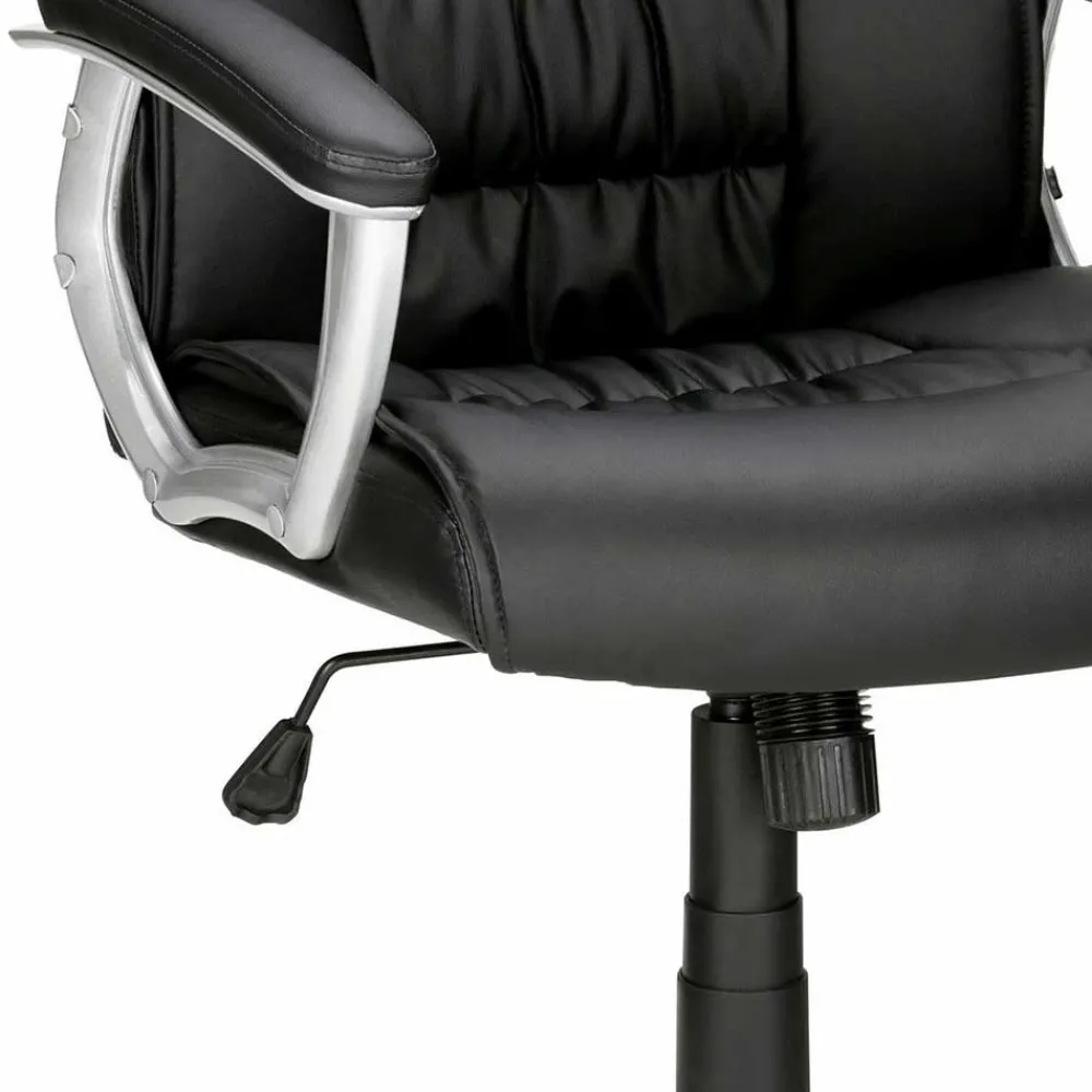 Wohnen Kunstleder Bürosesseö in Schwarz & Chrom - Bicarion