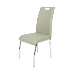 Wohnen Kunstleder Essstuhl in Beige & Chrom - Jenna (Set)