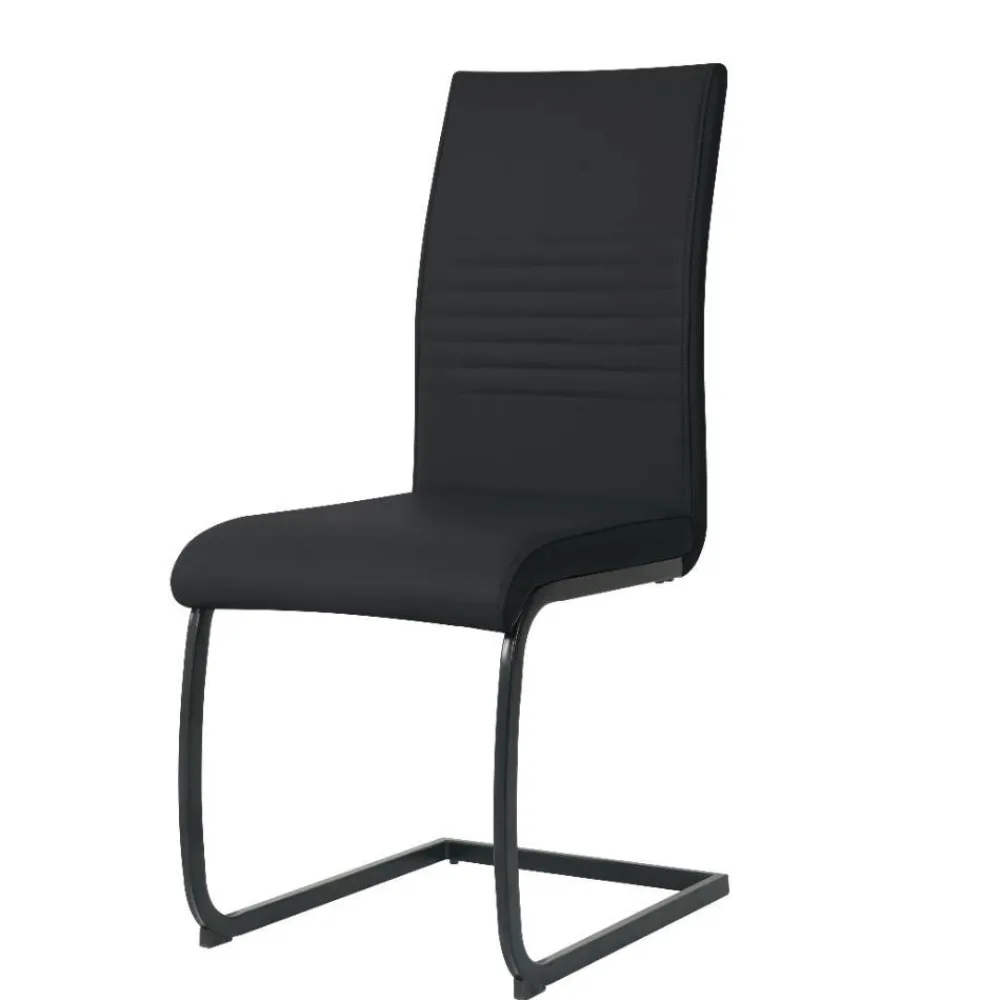 Wohnen Kunstleder Freischwinger in Schwarz - Pencras (2er Set)