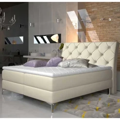 Wohnen Jugendbetten*Kunstleder Komplettbett in Beige - Diamo